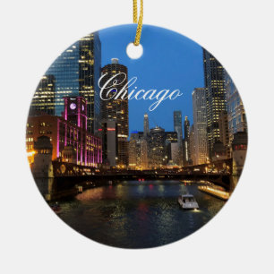 Chicago River at Night Ornament