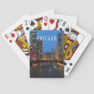 Chicago River at Night Playing Cards