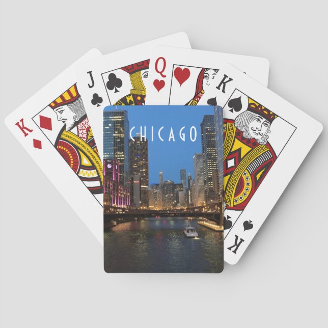 Chicago River at Night Playing Cards (Back)