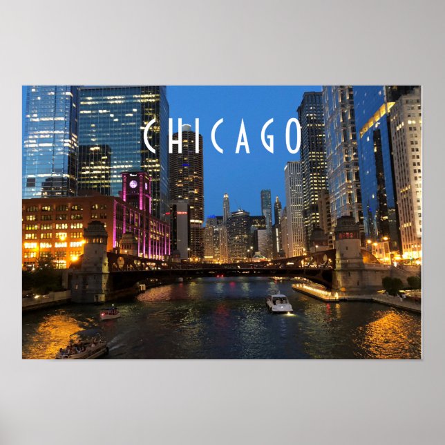 Chicago River at Night Poster (Front)