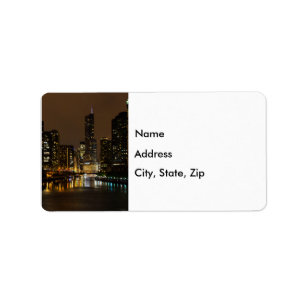 Chicago River Night Storm Address Label