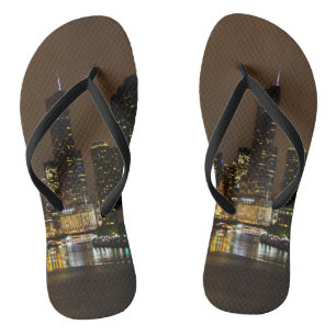 Chicago River Night Storm Flip Flops