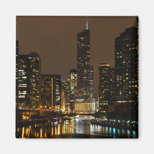 Chicago River Night Storm Magnet