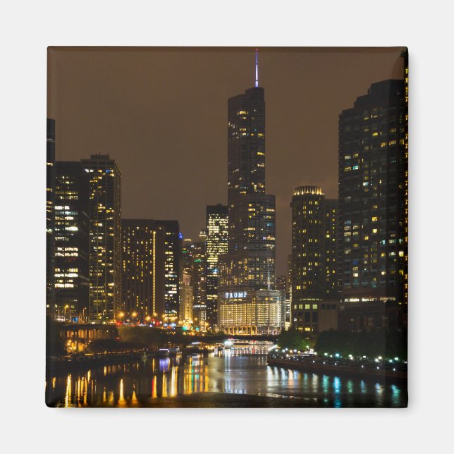 Chicago River Night Storm Magnet (Front)