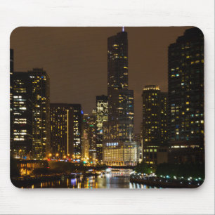 Chicago River Night Storm Mouse Mat
