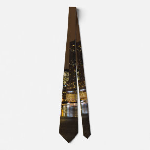 Chicago River Night Storm Neck Tie