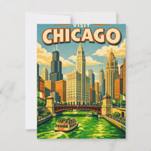 Chicago River Saint Patricks day postcard