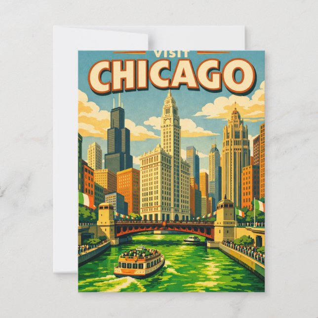 Chicago River Saint Patricks day postcard (Front)
