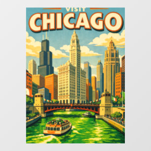 Chicago River Saint Patricks day postcard Window Cling