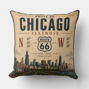 Chicago Route 66 Coordinates Travel Cushion