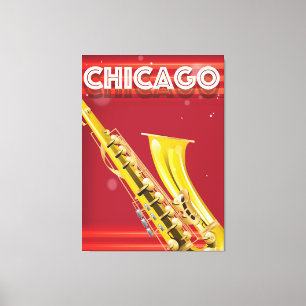 Chicago Saxophone travel poster print