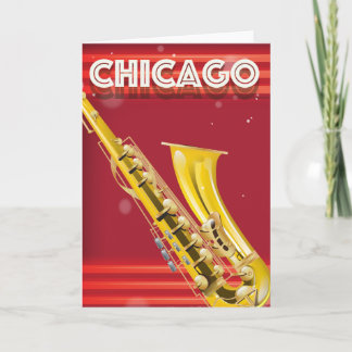 Chicago Saxophone travel poster print Holiday Card