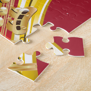 Chicago Saxophone travel poster print Jigsaw Puzzle