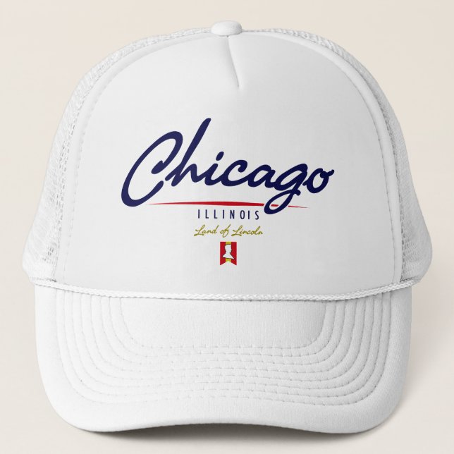 Chicago Script Trucker Hat (Front)