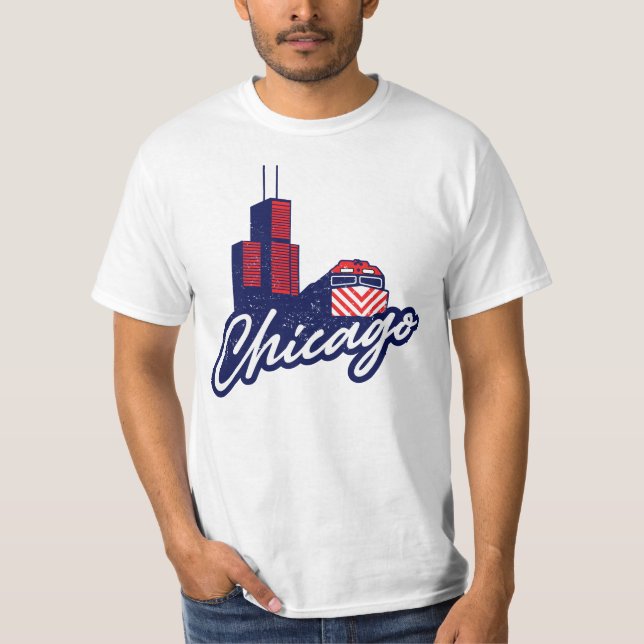 Chicago Sears Tower and Metra T-Shirt (Front)
