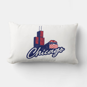 Chicago Sears Tower and Metra T-Shirt Throw Pillow