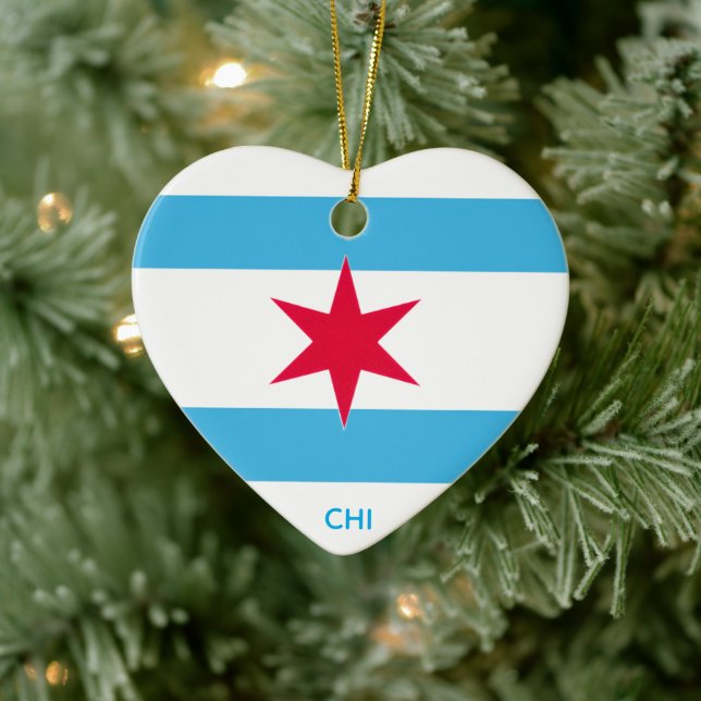Chicago Six Pointed Star Ceramic Tree Decoration (Tree)