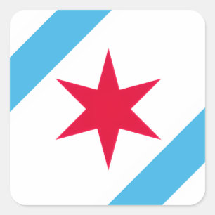Chicago Six Pointed Star Square Sticker