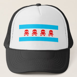 Chicago Skull Flag Trucker Hat