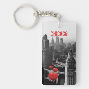 Chicago Skyline1930's from Above view Photograph Key Ring