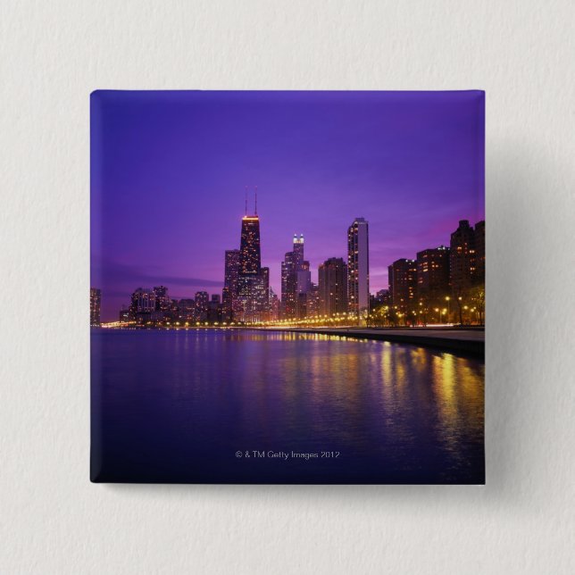 Chicago Skyline 15 Cm Square Badge (Front)