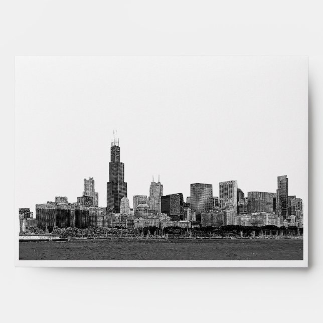 Chicago Skyline #2 Etched Look A7 5x7 Envelope (Front)