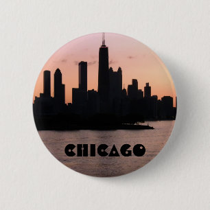 Chicago skyline 6 cm round badge