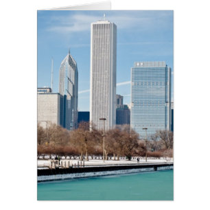 Chicago skyline across frozen Lake Michigan