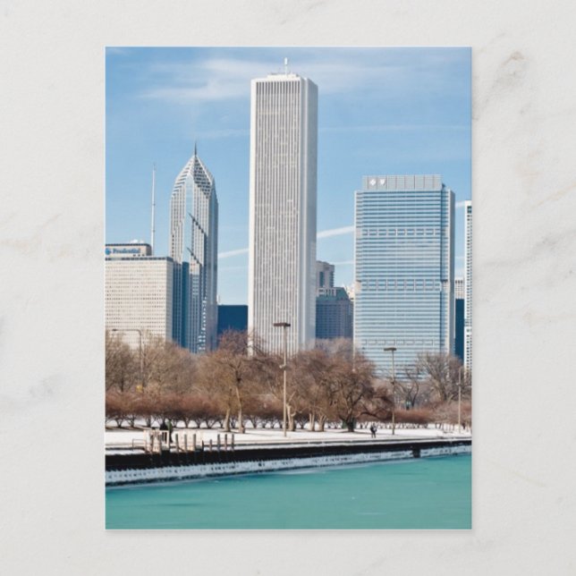 Chicago skyline across frozen Lake Michigan Postcard (Front)