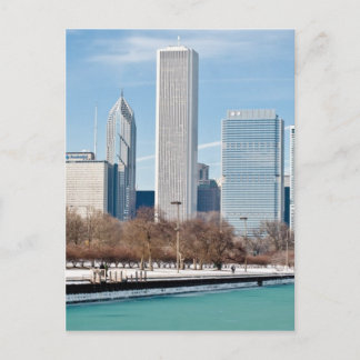 Chicago skyline across frozen Lake Michigan Postcard