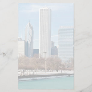 Chicago skyline across frozen Lake Michigan Stationery