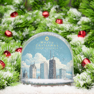 Chicago Skyline Add Photo Snow Globe