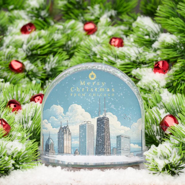 Chicago Skyline Add Photo Snow Globe (Christmas)