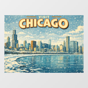Chicago skyline and Lake Michigan in winter  Window Cling
