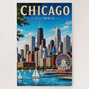 Chicago Skyline and Lake Michigan Jigsaw Puzzle