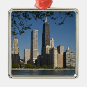 Chicago skyline and Lake Michigan, Lake Shore Metal Tree Decoration
