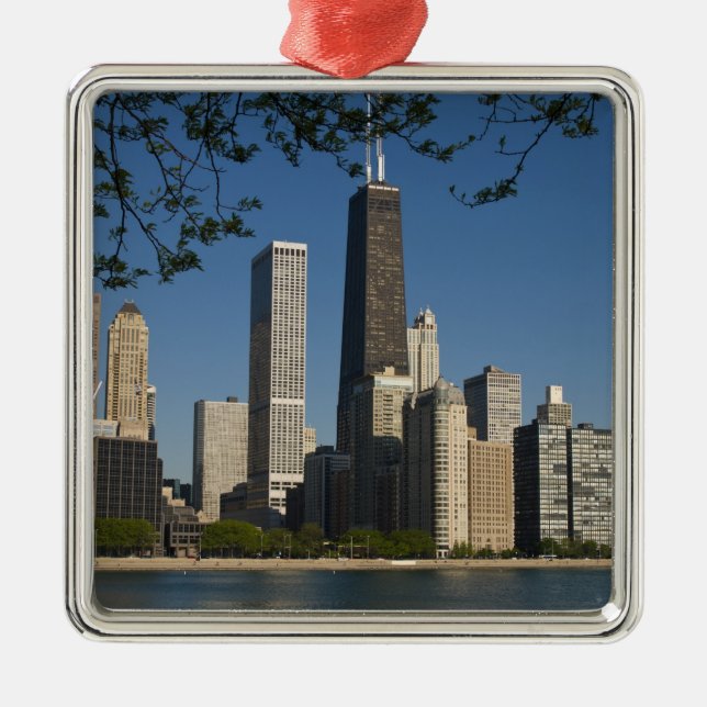 Chicago skyline and Lake Michigan, Lake Shore Metal Tree Decoration (Front)
