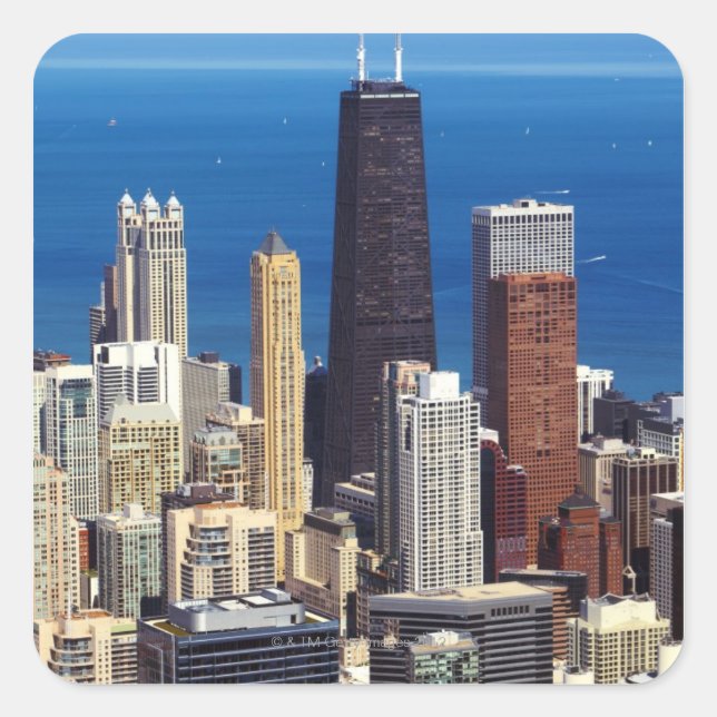 Chicago Skyline and landmarks Square Sticker (Front)