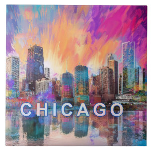 Chicago Skyline Art Tile