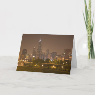 Chicago skyline at night card