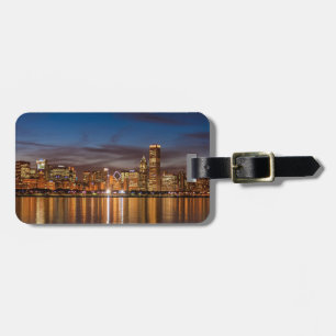Chicago Skyline At Night Luggage Tag