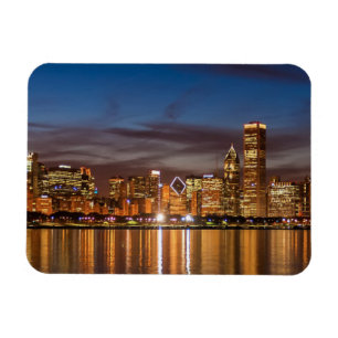 Chicago Skyline At Night Magnet