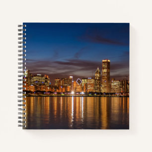 Chicago Skyline At Night Notebook
