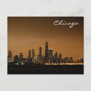 Chicago Skyline at Night Postcard