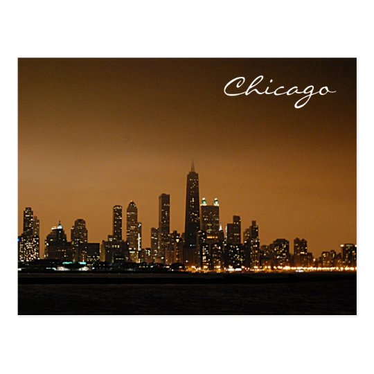 Chicago Skyline at Night Postcard