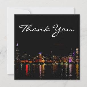 Chicago Skyline at Night Thank You Card