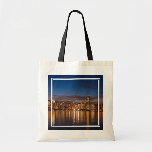 Chicago Skyline At Night Tote Bag (Front)