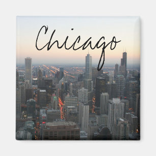 Chicago Skyline at Sunset Magnet