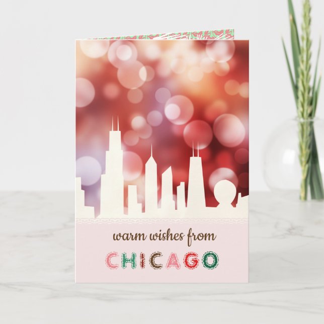 Chicago skyline Best wishes holiday card (Front)