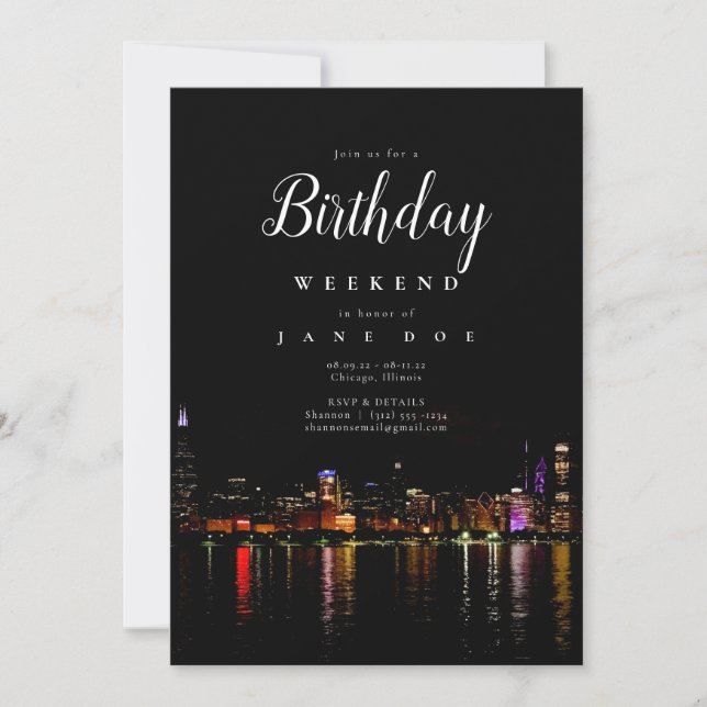 Chicago Skyline Birthday Weekend Invitation (Front)